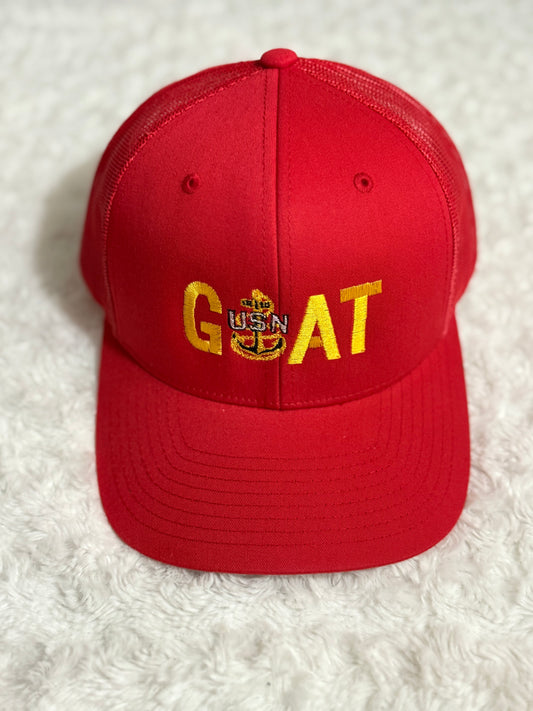 Red GOAT Trucker Hat