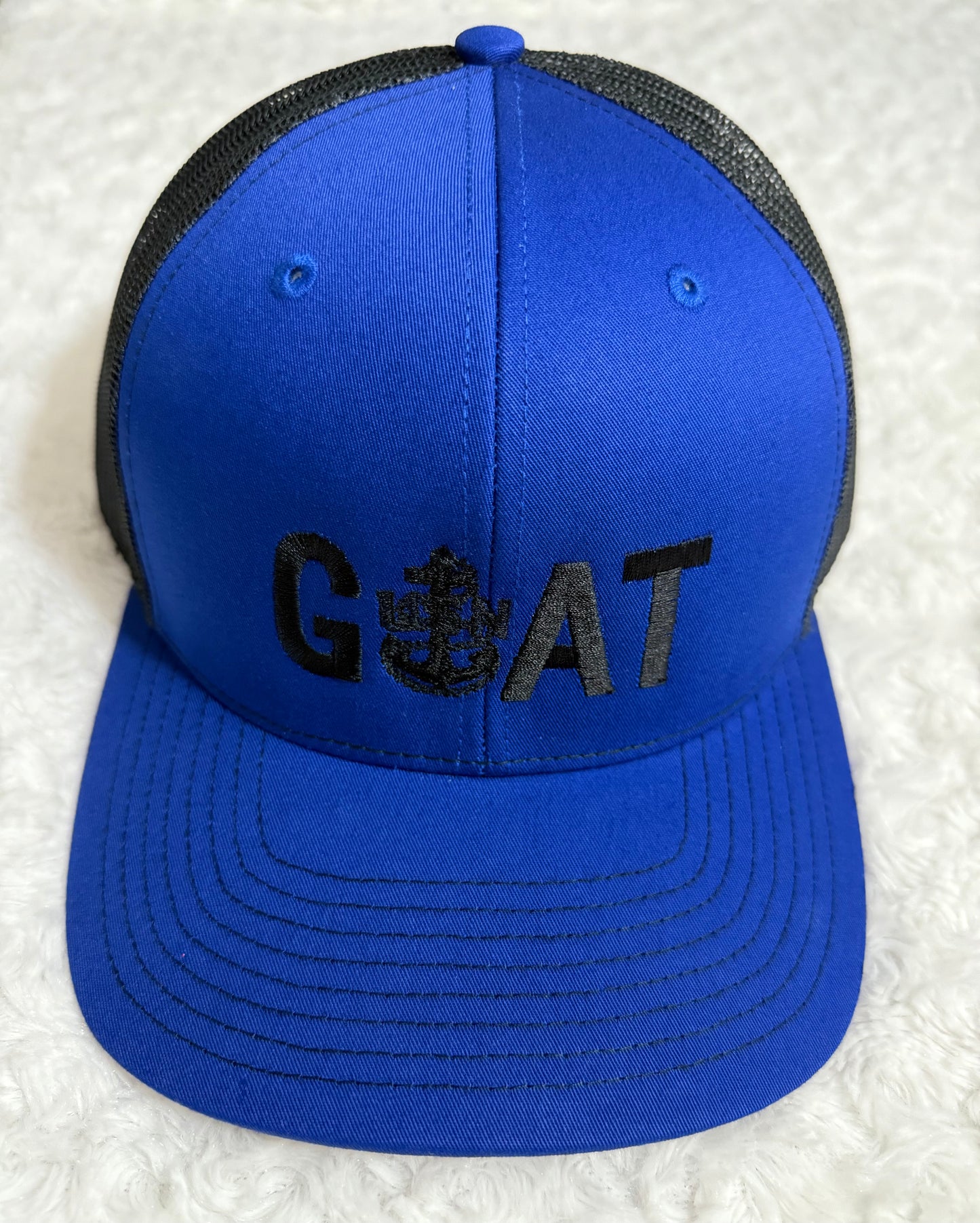 Royal Blue and Black GOAT Trucker Hat