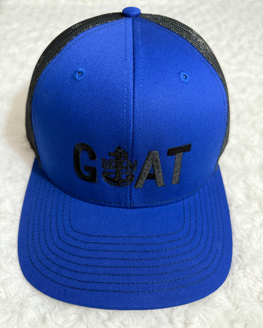 Royal Blue and Black GOAT Trucker Hat