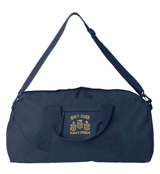 23 1/2" Large Duffel Bag Embroidered Navy Chief Navy Pride Navy Blue