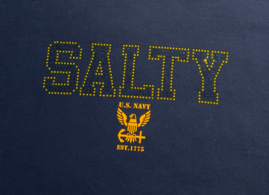 Rhinestone Salty Navy Hooded Sweatshirt