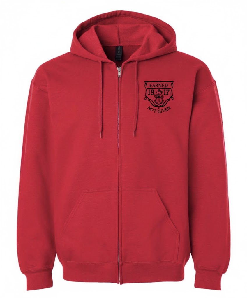 Strongest Women Red Zipped Hooded Sweatshirt