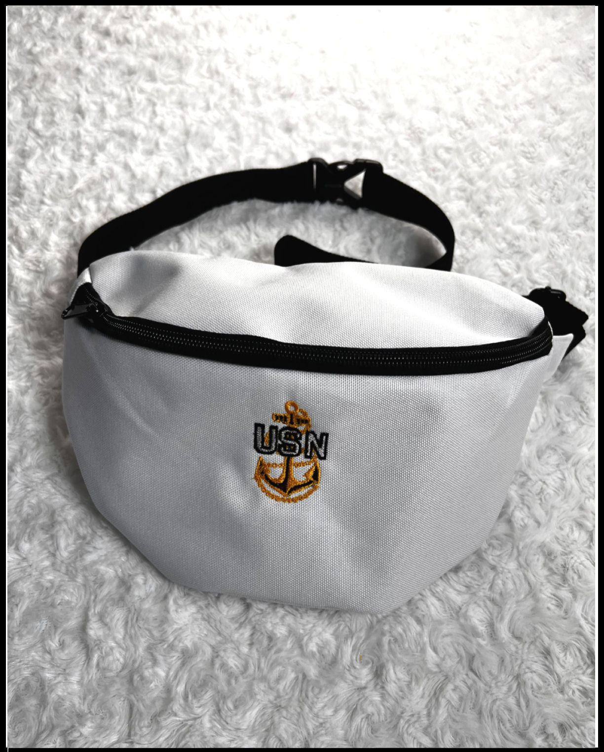 CPO White Fanny Pack with Back Zipper Pocket