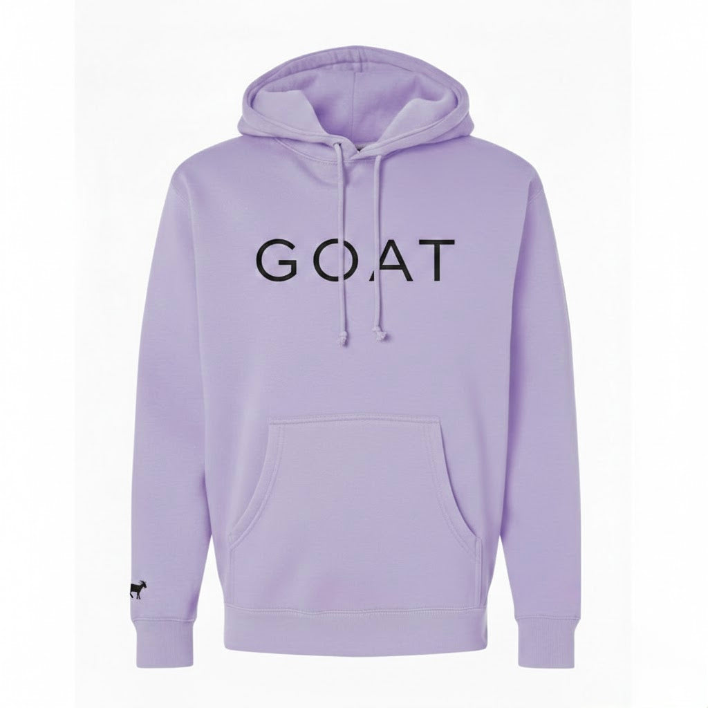 Black GOAT on Light Purple Hooded Sweatshirt