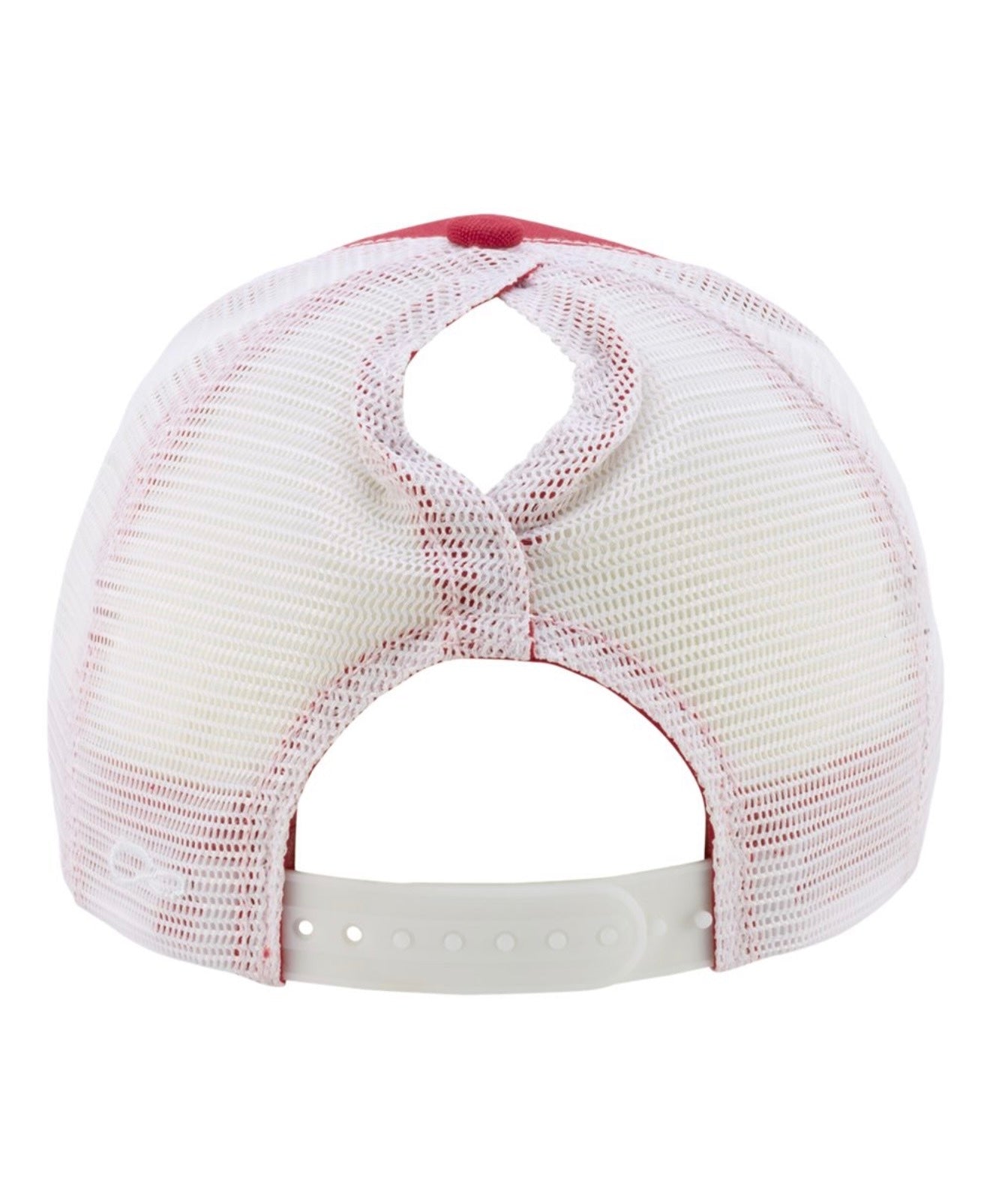 Red and White CPO Trucker Ponytail Hat