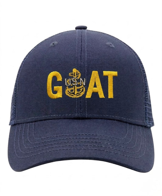 Ponytail Navy Blue GOAT Trucker Hat