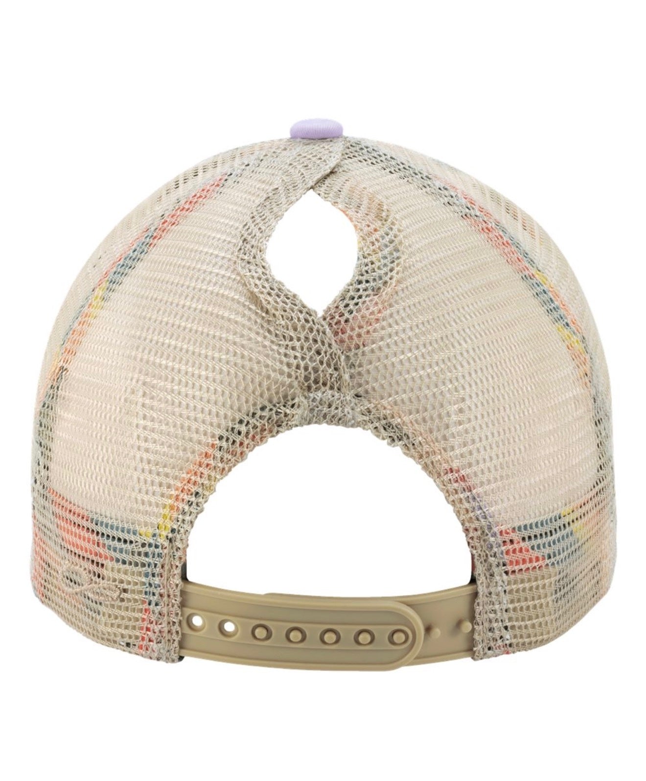 Lavender With Tan Mesh Trucker Ponytail Hat