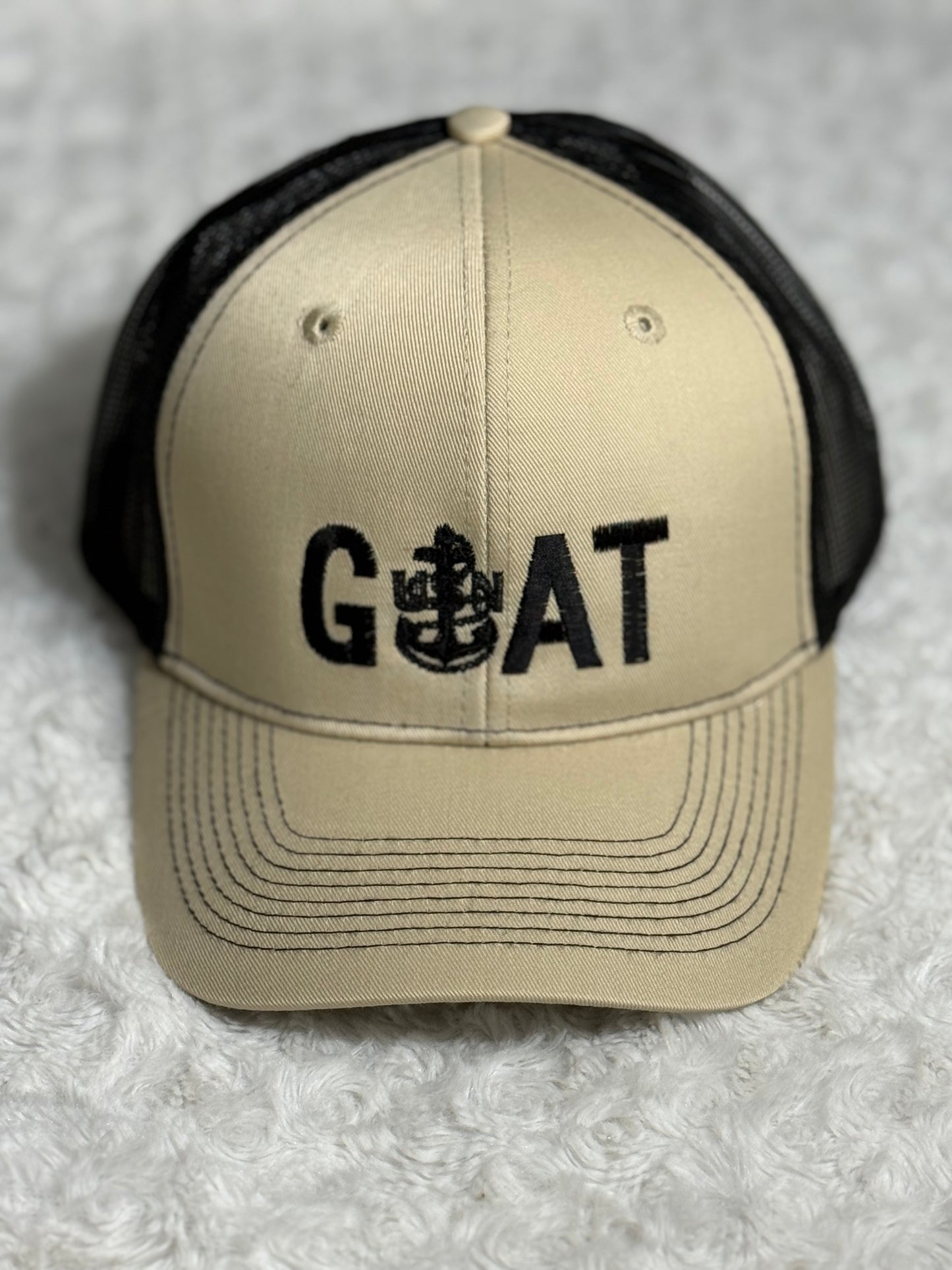 Khaki & Black CPO Trucker Hat with Black GOAT