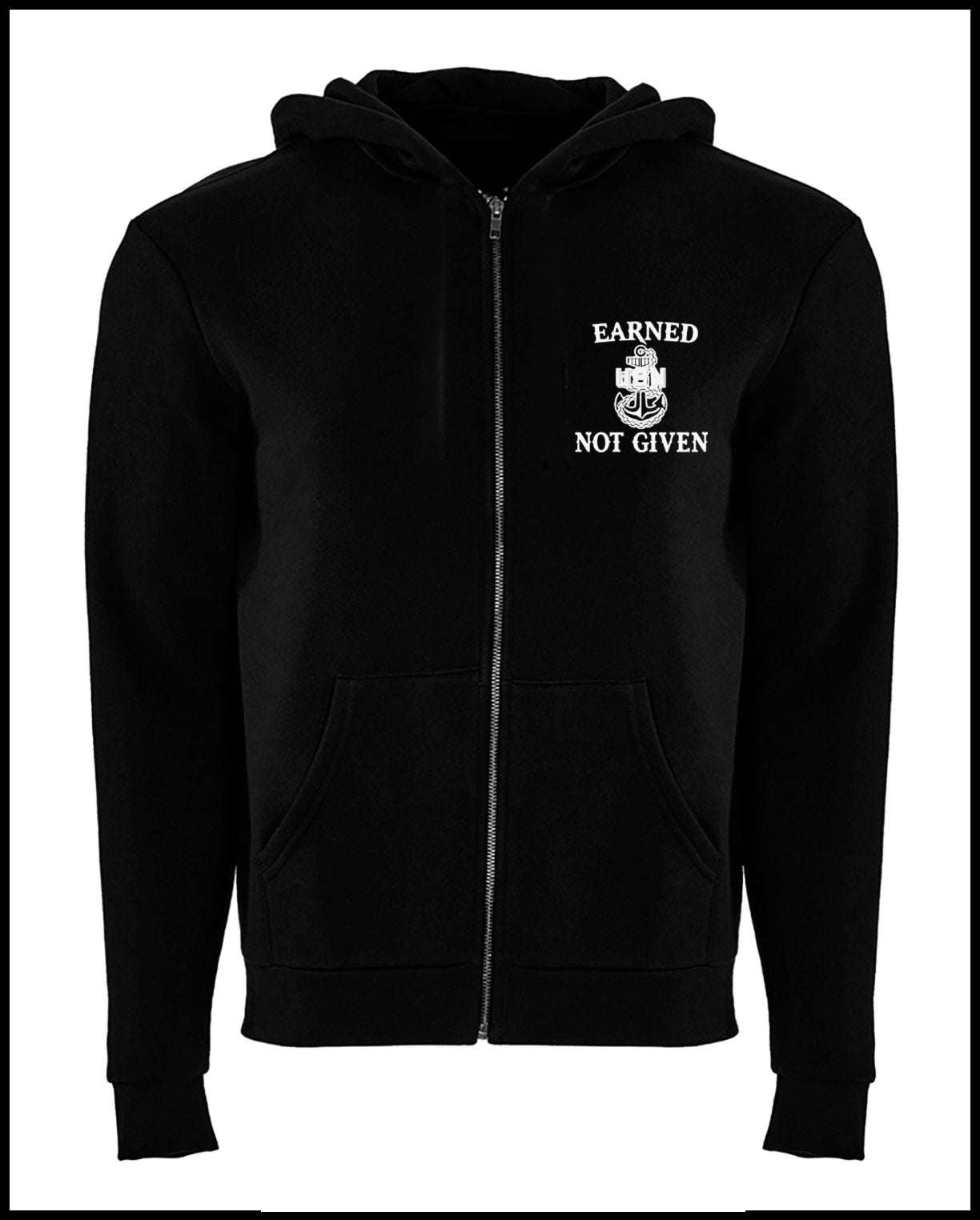 Earned Not Given Black Zipped Hooded Sweatshirt