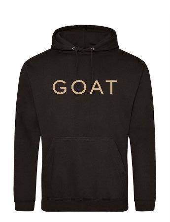 Khaki GOAT on Black Hooded Sweatshirt