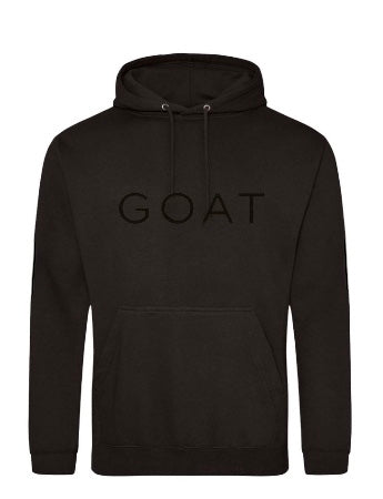 Black GOAT on Black Hooded Sweatshirt