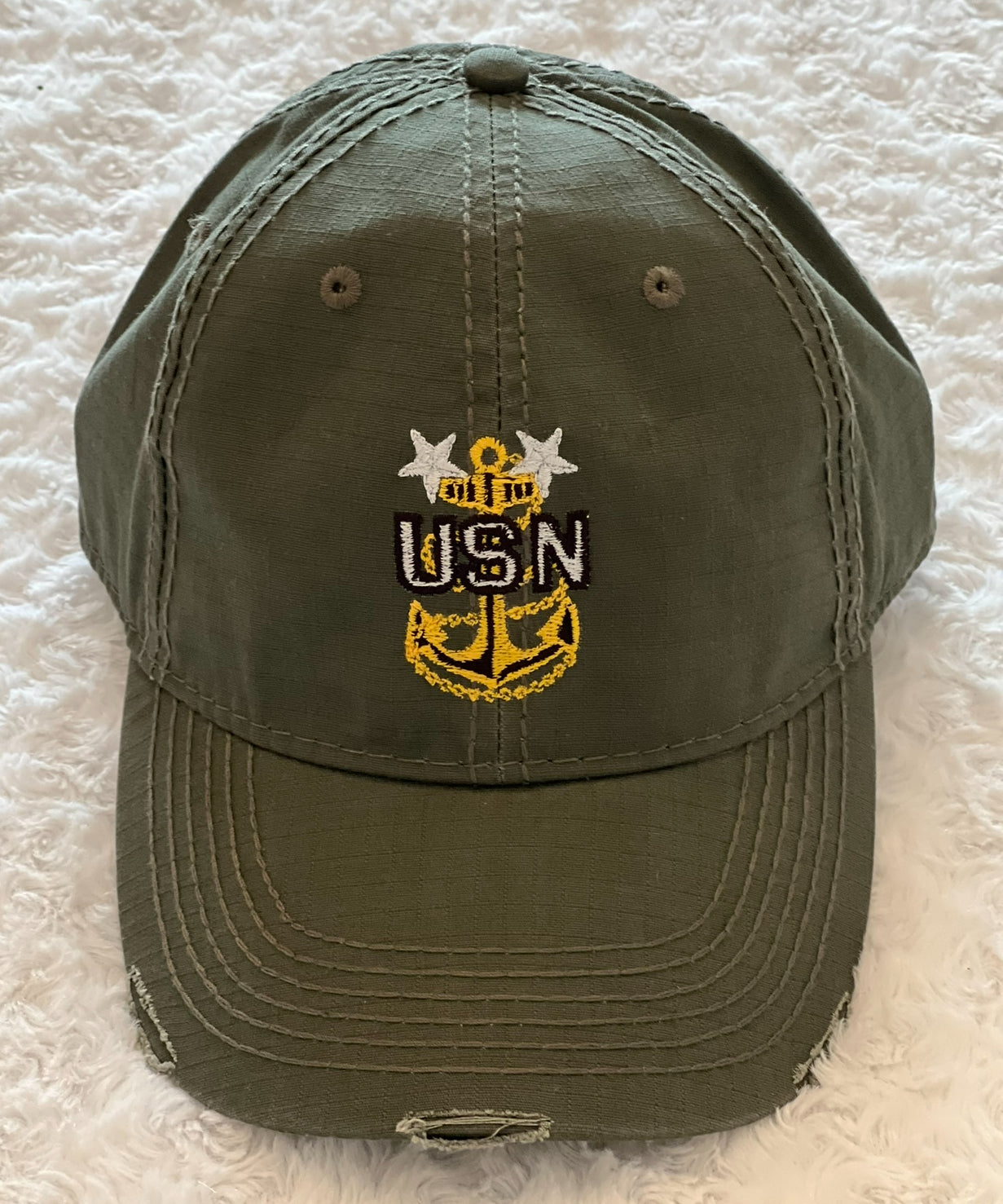 Military Green & Gold Distressed CPO Hat