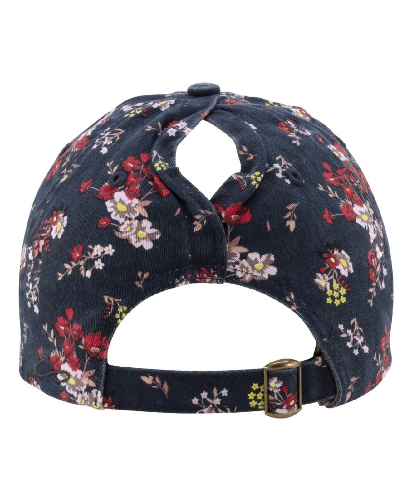 Floral Navy Blue CPO Ponytail Hat