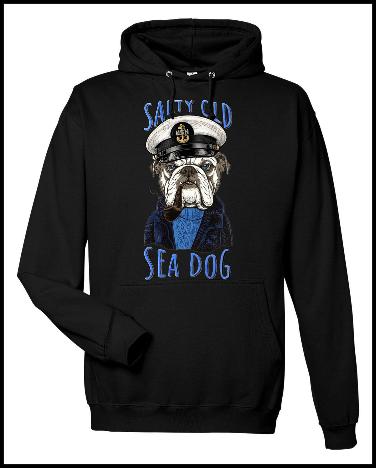 Salty Old Sea Dog Black Hooded Sweatshirt