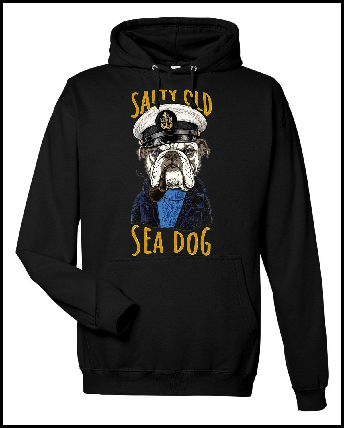 Salty Old Sea Dog Black Hooded Sweatshirt
