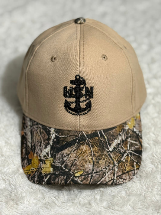 Khaki Hat with Outdoor Camo Brim CPO Hat