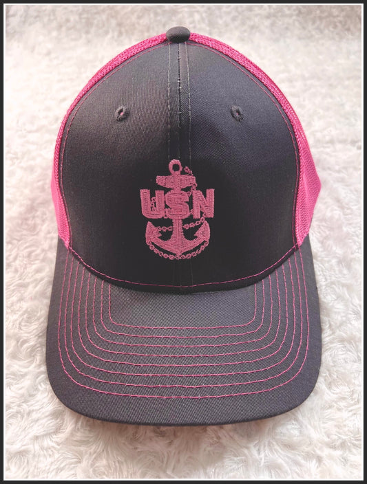 Pink & Charcoal Grey Trucker Hat