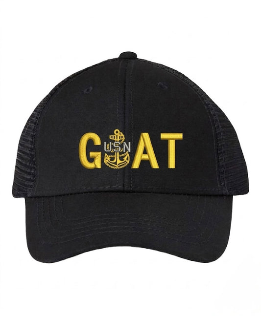Ponytail Black GOAT Trucker Hat