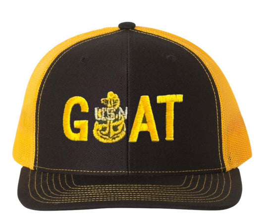 Black and Yellow GOAT Trucker Hat