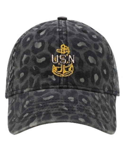 Black Leopard CPO Ponytail Hat
