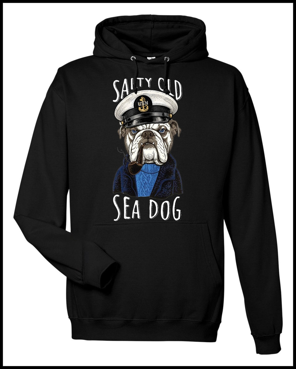 Salty Old Sea Dog Black Hooded Sweatshirt