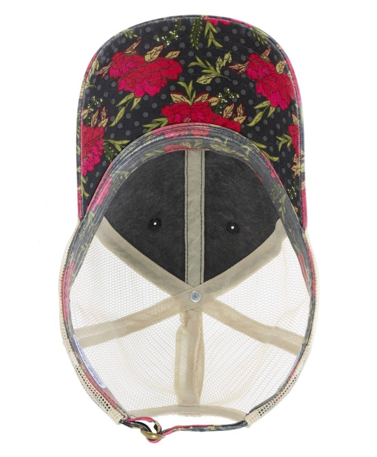 Black and Floral CPO Ponytail Hat