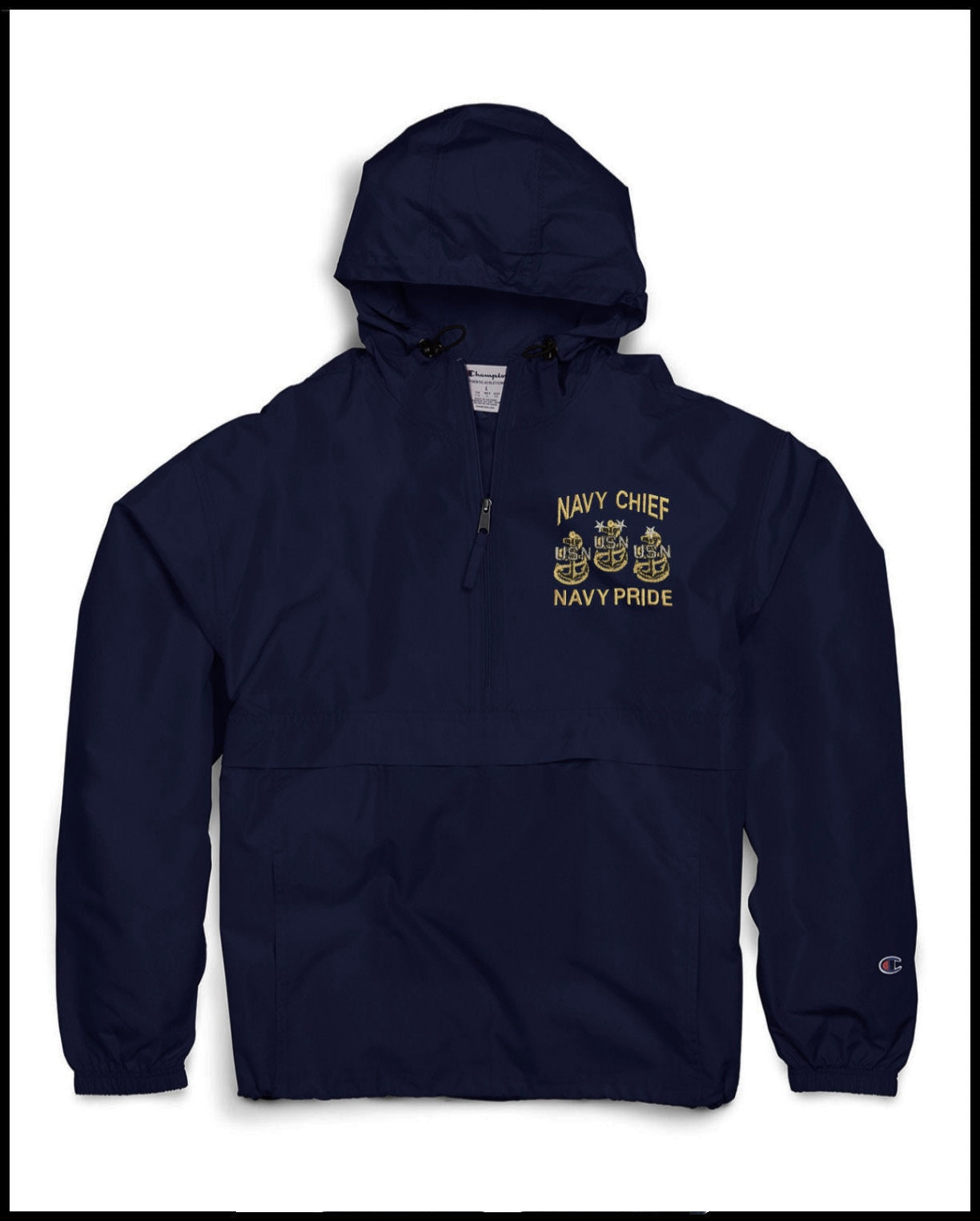 Navy Blue Team Patriot Goat Champion Navy Chief Navy Pride Quarter-Zip Windbreaker