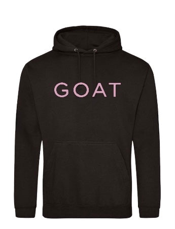 Pink GOAT on Black Hooded Sweatshirt
