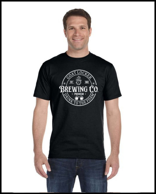 Goat Locker Brewing Company Black & White Crewneck T-Shirt