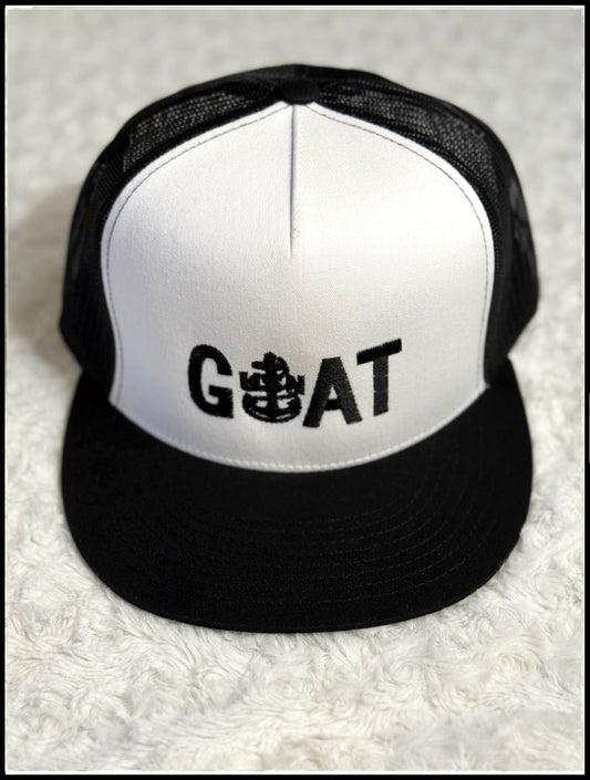 Black GOAT On White &  Black CPO Trucker Hat
