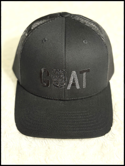 Black on Black GOAT Trucker Hat
