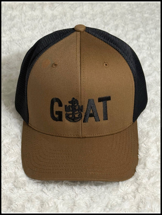 Coyote Brown & Black GOAT Trucker Hat