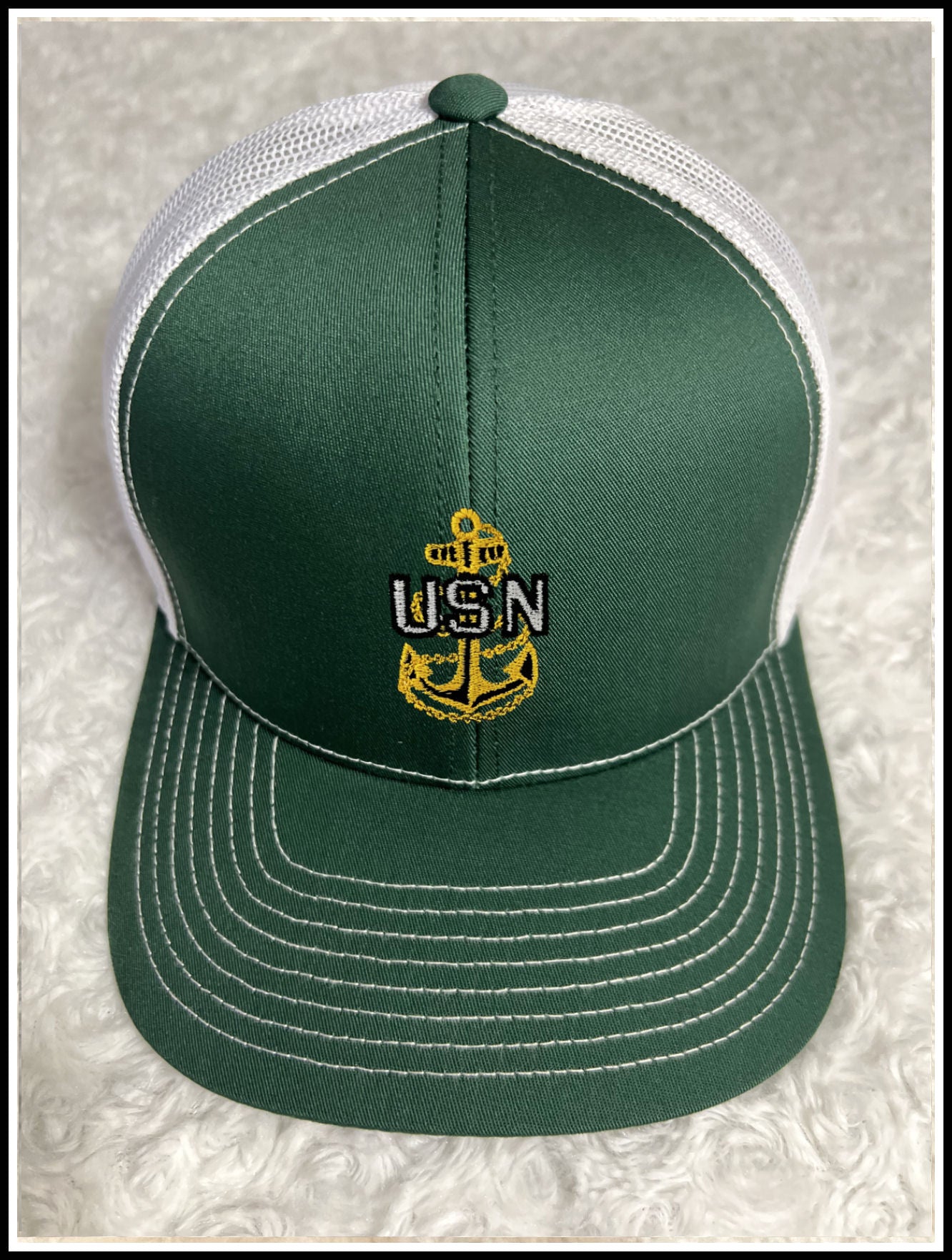 Dark Green & White CPO Trucker Hat