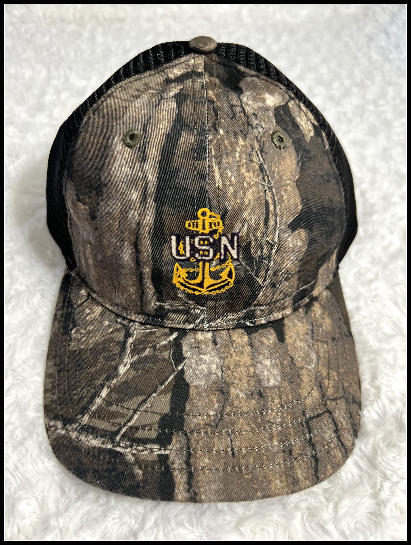 Real Tree Hunters Camo and Gold Trucker Hat CPO Hat