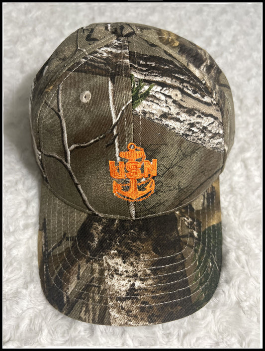 Real Tree Hunters Camo and Orange CPO Hat