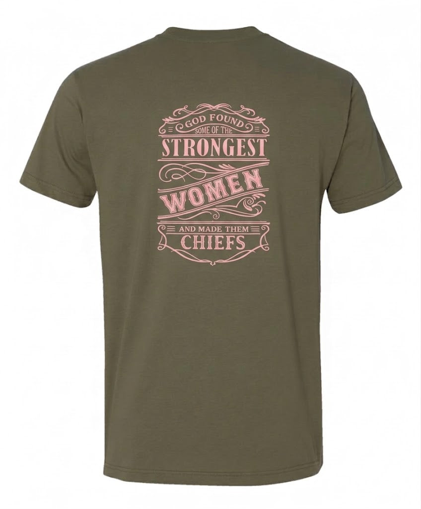 Strongest Women Military Green and Pink T-Shirt