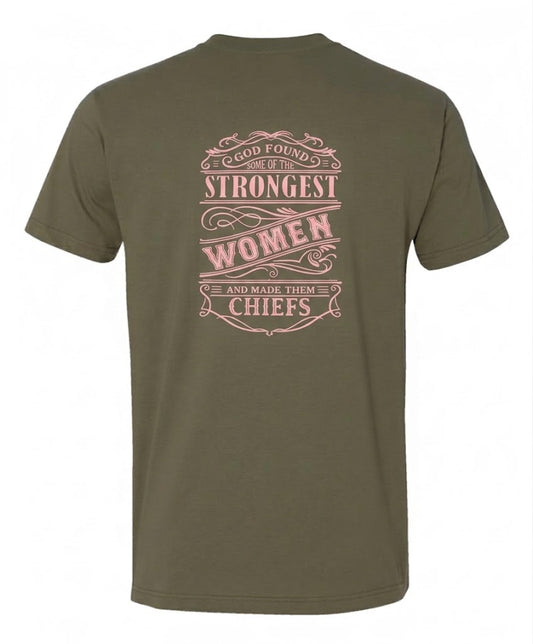 Strongest Women Military Green and Pink T-Shirt
