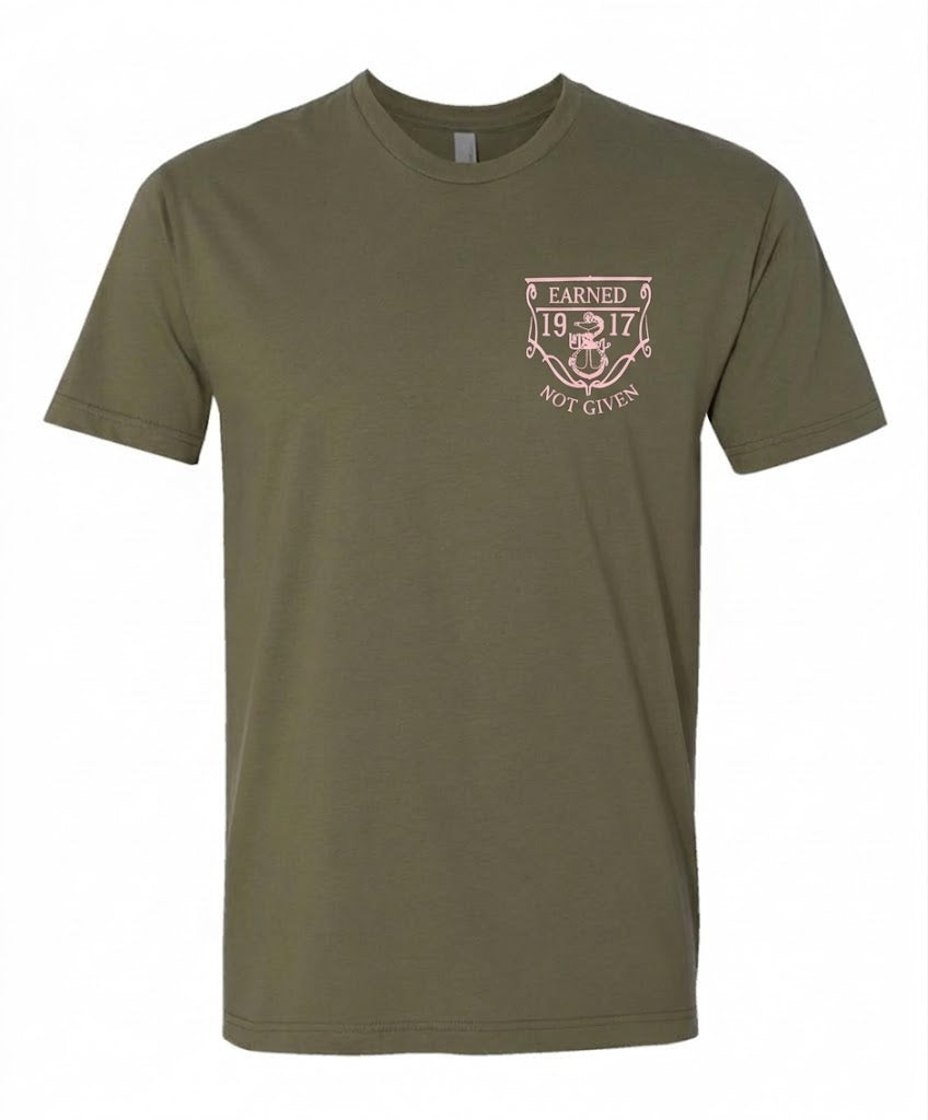 Strongest Women Military Green and Pink T-Shirt