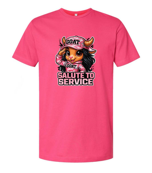 Salute to Service Pink Camo Female Goat Hot Pink T-Shirt
