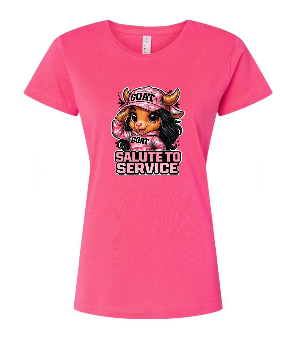 Salute to Service Pink Camo Female Goat Hot Pink T-Shirt