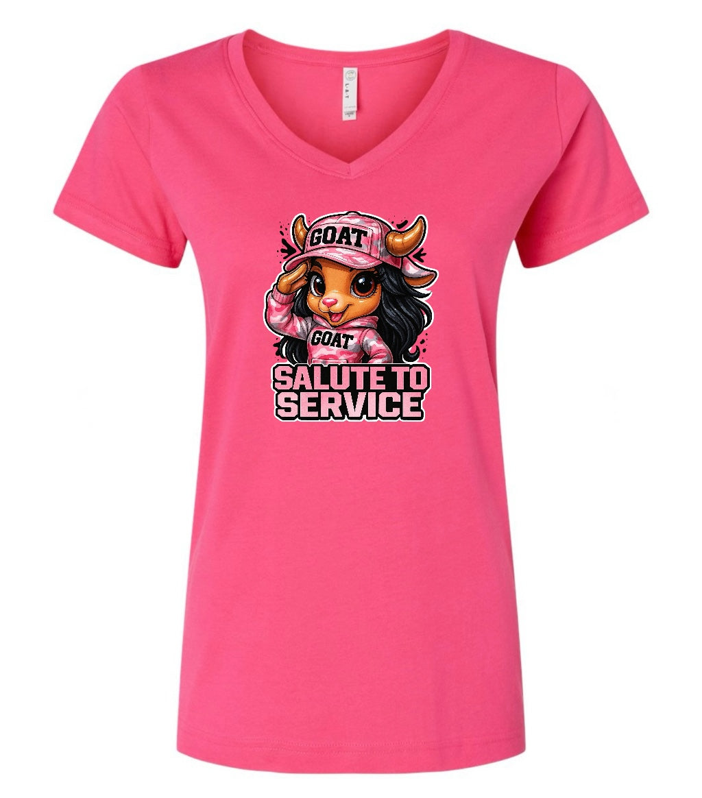 Salute to Service Pink Camo Female Goat Hot Pink T-Shirt