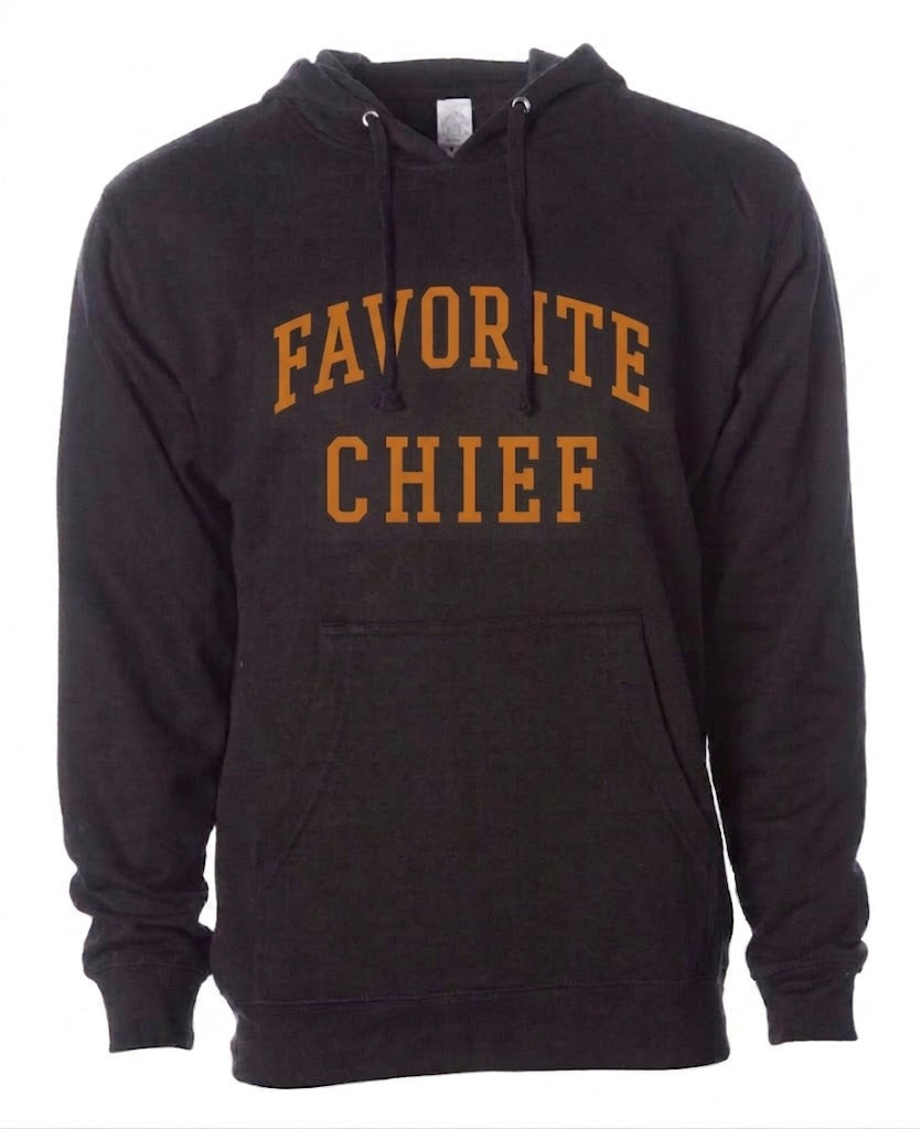 Black Hooded Sweatshirt with Orange Favorite Chief