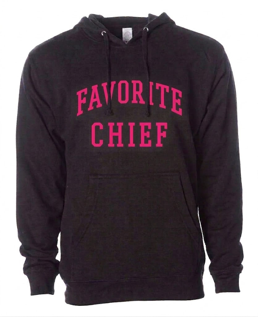 Black Hooded Sweatshirt with Hot Pink Favorite Chief