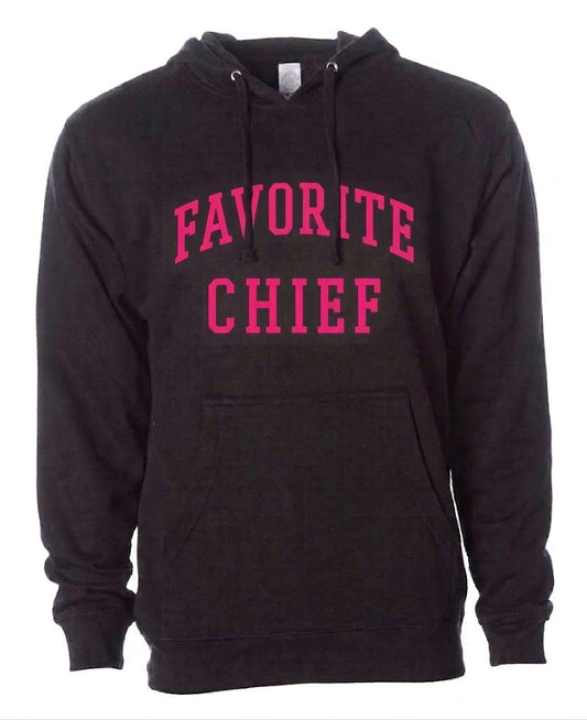 Black Hooded Sweatshirt with Hot Pink Favorite Chief