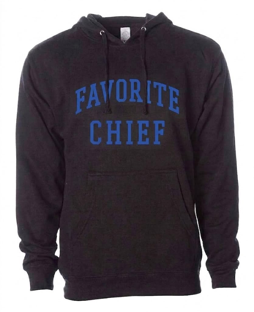 Black Hooded Sweatshirt with Royal Blue Favorite Chief