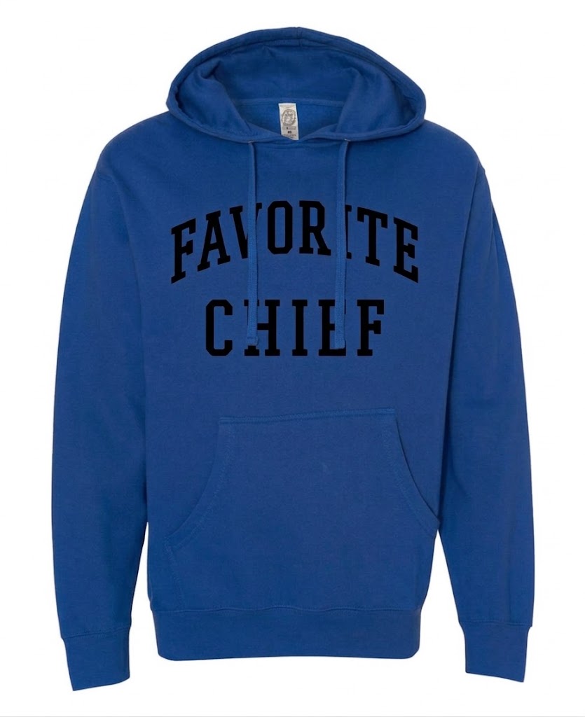 Royal Blue Hooded Sweatshirt with Black Favorite Chief