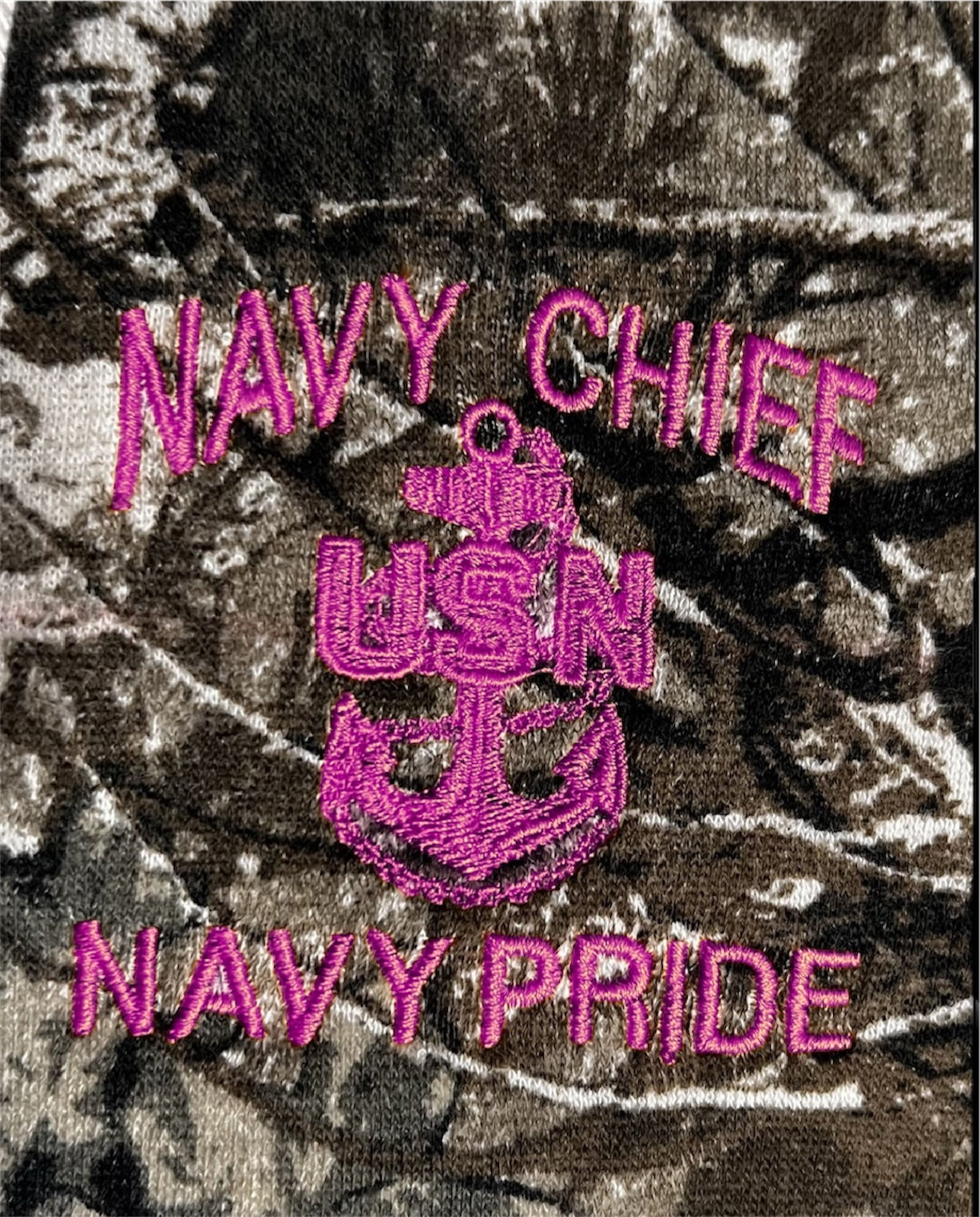 Navy Chief Navy Pride Embroidered Outdoor Camo Hooded Sweatshirt Pink Anchor/s