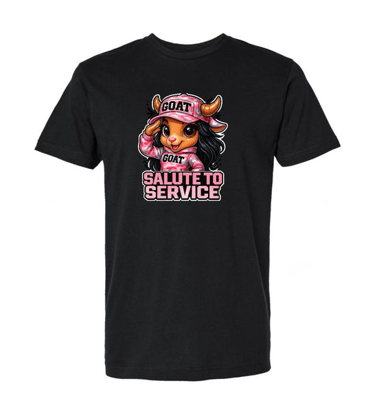 Salute to Service Pink Camo Female Goat Black T-Shirt