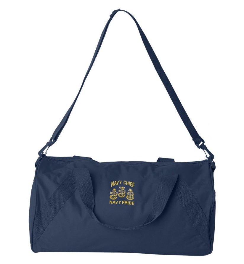 18” Small Duffel Bag Embroidered Navy Chief Navy Pride Navy Blue