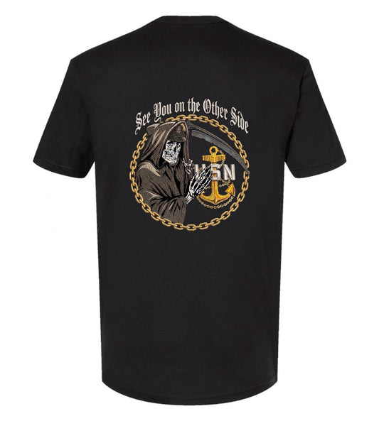 See You on the Other Side Grim Reaper Black T-Shirt